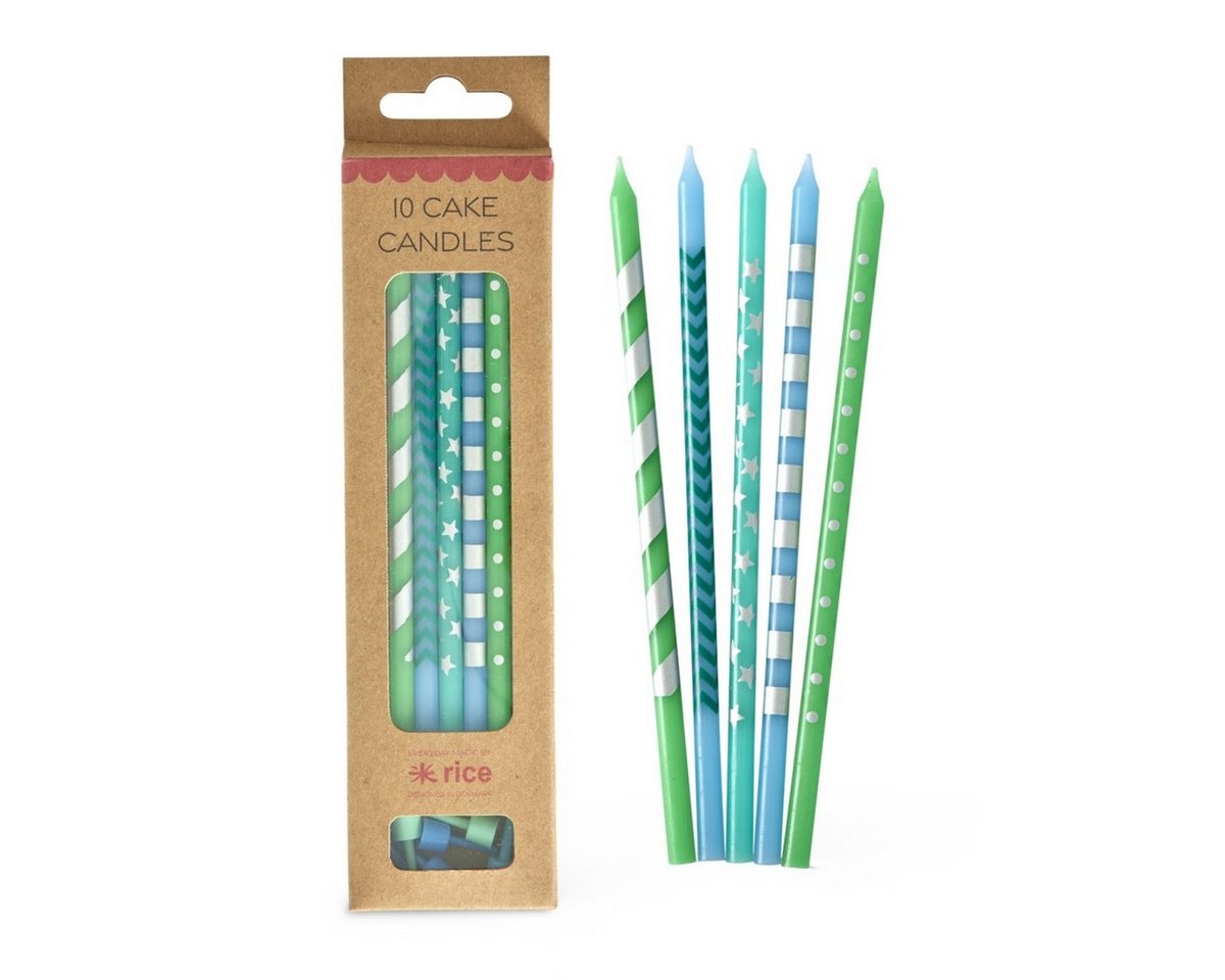 RICE A/S Geburtstagskerze 10er Set, bunt gemustert, Party & Kinder Paraffinwachs RICE A/S Geburtstagskerze 10er Set, bunt gemustert, Party & Kinder Paraffinwachs von RICE A/S