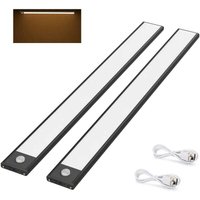 2 Stück LED-Schrankleuchten, 40 cm, kabellos, über USB wiederaufladbar, magnetisch, Bewegungsmelder, 3 Beleuchtungsmodi, tragbar, Schranklicht, von RICEEL