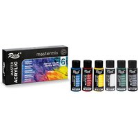 Generisch Rich Master Acrylfarben Set - 6 Farben x 60cc, Reichhaltige Pigmentfarben für Leinwand, Holz, Papier, Keramik (6 Grundfarben) von RICH
