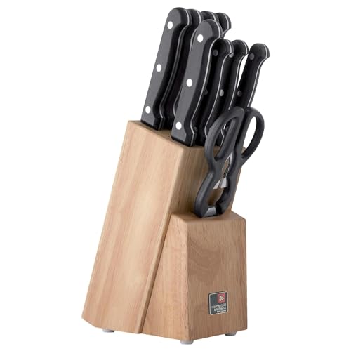 Richardson Sheffield ARTISAN Messerblock 9-teilig | Holzmesserblock inklusive Küchenmesser Set | Holz Messerblock mit Messer | scharfe Klinge mit klassischem Nietengriff von RICHARDSON SHEFFIELD