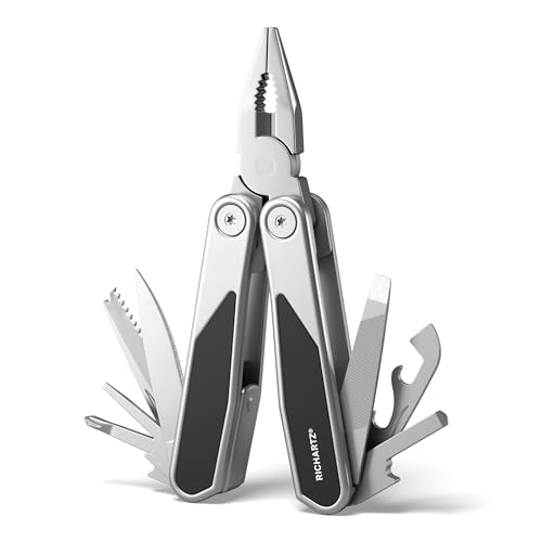 RICHARTZ PROTOOL 20+ | 20 Funktionen | Multitool mit Safety-Lock Verriegelung | rostfreier Edelstahl mit eloxierten Griffeinlagen | Sicher arretierbares Multitool Werkzeug inkl. Gürteltasche von RICHARTZ