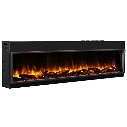 RICHEN Amazona 80" Elektrokamin - Elektrischer Einbaukamin mit Heizung - realistischer 3D-Flammeneffekt, LED-Beleuchtung, Fernbedienung programmierbar, Timer, Thermostat - Schwarz von RICHEN