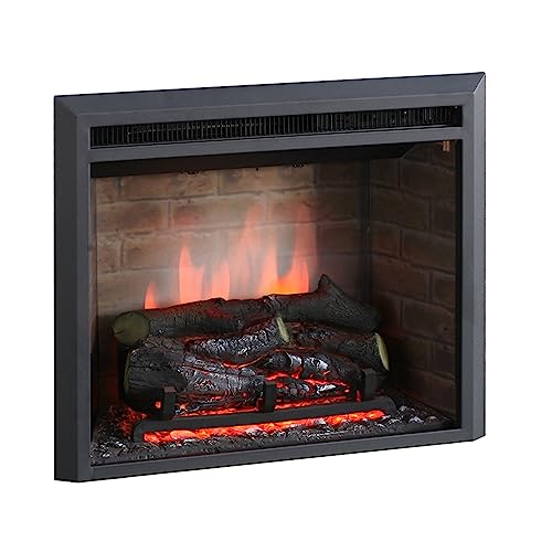 RICHEN Calida 23" Elektrokamin - Elektrischer Einbaukamin mit 3D-Flammeneffekt | Elektro Heizung 2000W | Knister-Sound | Kamin mit Fernbedienung & Thermostat | Schwarz von RICHEN