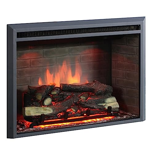 RICHEN Calida 30" Elektrokamin - Elektrischer Einbaukamin mit 3D-Flammeneffekt | Elektro Heizung 2000W | Knister-Sound | Kamin mit Fernbedienung & Thermostat | Schwarz von RICHEN