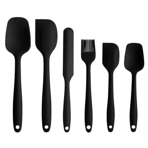 Silikon-Küchenutensilien-Set, Silikon-Spatel-Set 6-teilig, hitzebeständig bis 204°C, vielseitig, Schwarz von RICHFANCY
