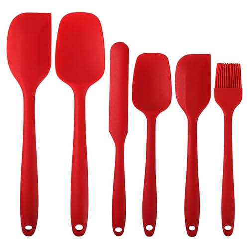 Silikon-Küchenutensilien-Set, Silikon-Spatel-Set 6-teilig, hitzebeständig bis 204°C, vielseitig.Rotes von RICHFANCY