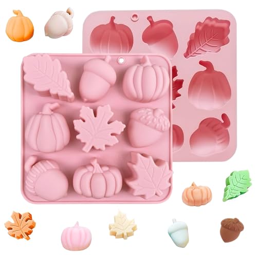 1 Stück Herbst Silikon Schokoladenformen Herbst Formen für Schokolade Kürbis Blatt Eiche Obst Shap Formen DIY Zucker Pudding Schokolade harte Süßigkeiten Dessert Kerze Formen von RICHHAOLIN