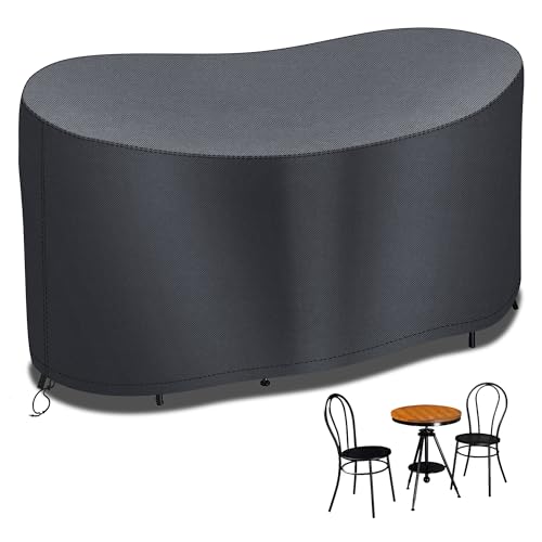 RICHIE 2-Sitzer-kleine Bistro-Set-Abdeckung, 124*63*80cm wasserdichte Garten-Patio-Möbel-Set-Abdeckung im Freien, 600D Oxford-Gewebe-Bistrotisch-Tischabdeckung im Freien, Winddichte Anti-UV-Patio-Grau von RICHIE