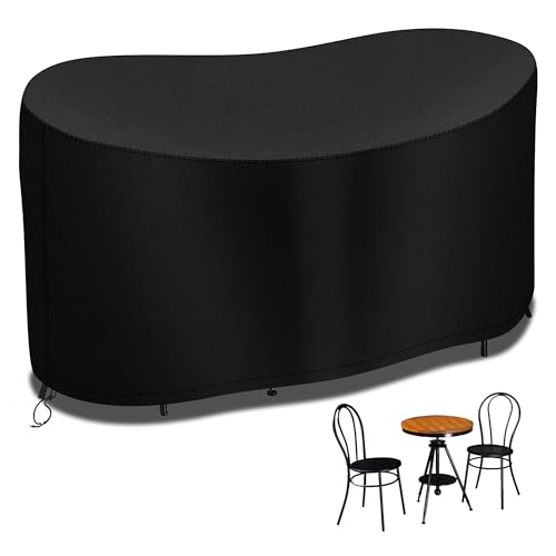 RICHIE 2-Sitzer-kleine Bistro-Set-Abdeckung, 146*70*80cm wasserdichte Garten-Patio-Möbel-Set-Abdeckung im Freien, 600D Oxford-Gewebe-Bistrotisch-Tischabdeckung im Freien, Winddichte Anti-UV-Schwarz von RICHIE