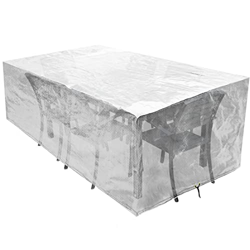 RICHIE Abdeckung für Gartenmöbel wasserdichte Schutzhülle Anti-UV Abdeckplane Atmungsaktiv Polyethylen für Gartentische Terrassenmöbel Rechteckig (Transparent 170x95x70cm) von RICHIE