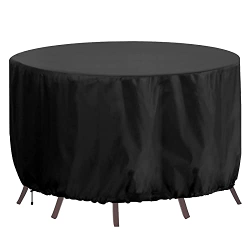 RICHIE Gartenmöbel-Abdeckung, wasserdicht, strapazierfähig, aktualisiertes 420D-Oxford-Gewebe, 180x80 cm, runde Tischabdeckungen, Rattan-Möbelabdeckungen für Möbelsets, Schwarz von RICHIE
