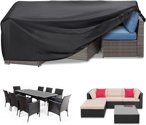 RICHIE Gartenmöbel Abdeckung wasserdicht Heavy Duty 420D Oxford Fabric 270x180x90cm Rechteckige Garten Tischabdeckungen Patio Tischabdeckung wasserdicht Anti-UV Rattan Möbel Abdeckungen von RICHIE