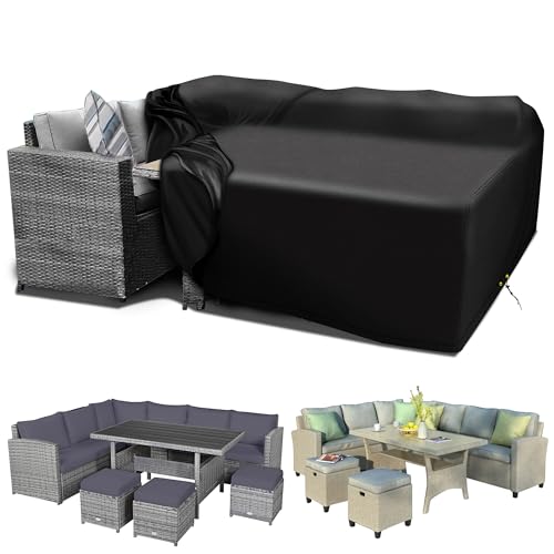 RICHIE Gartenmöbel Abdeckung wasserdicht Heavy Duty 420D Oxford Fabric 300x300x90 Rechteckige Garten Tischabdeckungen Patio Tischabdeckung wasserdicht Anti-UV Rattan Möbel Abdeckungen von RICHIE