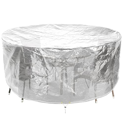 RICHIE Gartenmöbel-Abdeckungen wasserdichte Gartentischabdeckung 163×71cm Outdoor-Tischabdeckungen für Gartenmöbel Gartenabdeckungen Rund Atmungsaktiv Polyethylen für Tisch (Transparent 163×71cm) von RICHIE