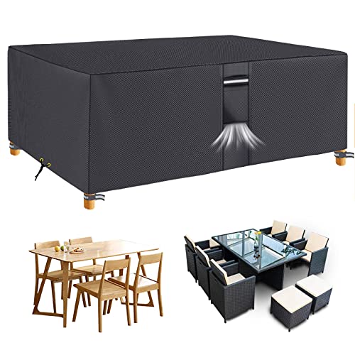 RICHIE Terrassentischabdeckung, wasserdicht, 170 x 100 x 70 cm, Rattan-Möbelabdeckungen, 600D Oxford PVC-Beschichtung, Outdoor-Möbel-Set Abdeckung für Gartentisch und Stühle von RICHIE