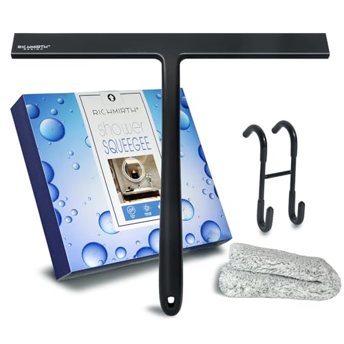 Allzweck-Silikon-Duschabzieher – 30,5 cm 【Verbesserte Version】 Reiniger für Dusche, Glastür, Badezimmer, Spiegel, Autofenster, Fliesen, Schwarz von RICHMIRTH