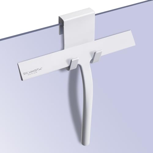 RICHMIRTH Duschabzieher Set 23 cm - Silikon Duschwischer Fensterabzieher Badezimmerwischer Glasabzieher Dusche mit Edelstahl (weiß) von RICHMIRTH