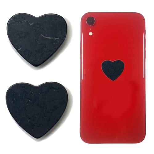 RICHRAIN Handy Aufkleber Shungit Herzform Schutz Sticker 2 Stück Set von RICHRAIN