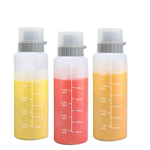 RICHSUM 3er-Pack Quetschflaschen für Soßen mit Drehverschlusskappen - Nachfüllbar für heiße Soßen, Barbecue-Soße, Öl, Gewürze, Salatsaucen, Senf, Mayo (Fünf Löcher,350ml) von RICHSUM