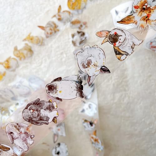 RICHTAPES Seahorse Forest Vol6 A34 Cute Rabbit Ji,Pre-Cut Washi/PET Tape Stickers,Original Design,for Scrapbook Supplies,Scrapbook Tape Stickers,Junk Journal Supplies (Clear Pet) von RICHTAPES