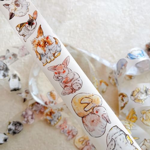 RICHTAPES Seahorse Forest Vol6 A34 Cute Rabbit Ji,Pre-Cut Washi/PET Tape Stickers,Original Design,for Scrapbook Supplies,Scrapbook Tape Stickers,Junk Journal Supplies (Washi Paper) von RICHTAPES