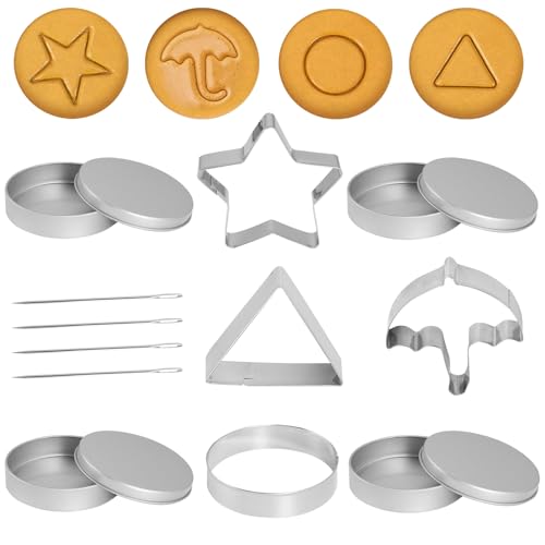 Koreanische Zucker Süßigkeiten Herstellung Werkzeuge: Edelstahl Plätzchen Form Tintenfisch Zucker Spiel Kit - Regenschirm Dreieck Stern Runde Backen Kuchen Formen für Party Tintenfisch Zucker Spiel von RICKMASK
