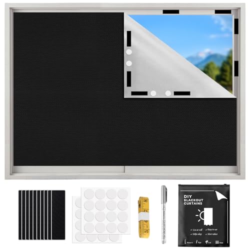 Fenster Verdunkelung Sonnenschutz Verdunklungsstoff 300X145CM: Verdunkelungsrollo Ohne Bohren Verdunklungsfolie für Fenster - Tragbare Reise Fenster Verdunklungsstoff von RICKMASK