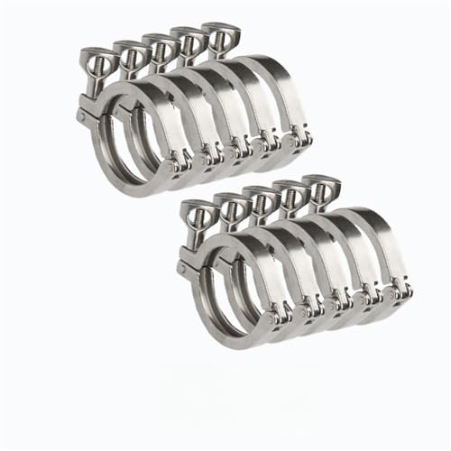 0,5" 0,75" 1" 1,5" 2" 2,5" 3" 4" 5" Tri-Clamp SUS 304 Edelstahl Sanitärrohrverschraubung für das Bierbrauen zu Hause, 10 Stück, Klemme 40 mm von RICODA
