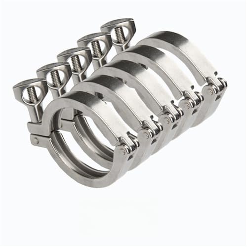 0,5" 0,75" 1" 1,5" 2" 2,5" 3" 4" 5" Tri-Clamp SUS 304 Edelstahl-Sanitärrohrverschraubung zum Bierbrauen zu Hause, 5 Stück, Klemme 50,5 mm von RICODA