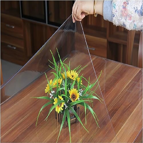 Tischdecke Transparent Tischfolie1.5mm Glasklar Folie Tischschutz PVC Folie Tisch Transparent Wasserdicht Abwaschbar Polyvinylchloride Folie Wunschmaß (118x140cm,Transparent 1.5MM) von RICOLUS