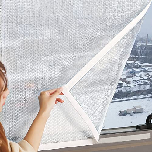 Winter Fenster Isolierung Bausatz,Winterdichter Selbstklebend Fensterfolie Weatherproof Proof Sealed Keep Indoor Temperature for Home and Office (50x60cm(20x24in)) von RICOLUS