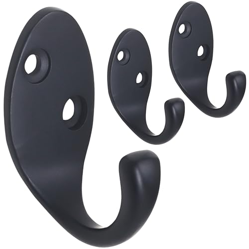 RICOO 3 x Garderobenhaken Schwarz Kleiderhaken Wand MH014-B3 Edelstahl Haken zum Einhängen Metallhaken Wandgarderobe Bademantel- & handtuchhaken zum Bohren Badhaken Badezimmerhaken Jakenhaken von RICOO