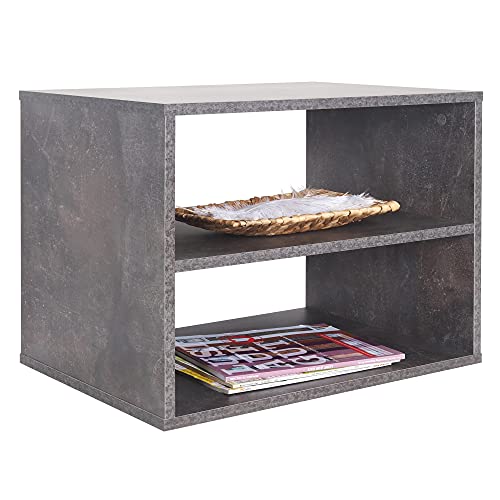 RICOO Bücherregal 2 Fächer 60 x 45 x 40 cm Regal Spannplatte aus Holz, Betonoptik Grau WM110-BG, Standregal Büro Bücherregale, Regale & Ablagen, Druckerständer Druckerregal, Aktenregal von RICOO