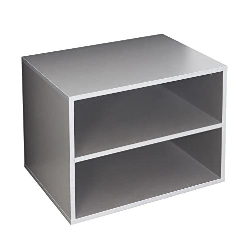 RICOO Bücherregal 2 Fächer 60 x 45 x 40 cm schmales Regal Spannplatte aus Holz Modern grau WM110-PL, Standregal Büro Bücherregale, Regale & Ablagen, Druckerständer, Druckerregal, Aktenregal von RICOO