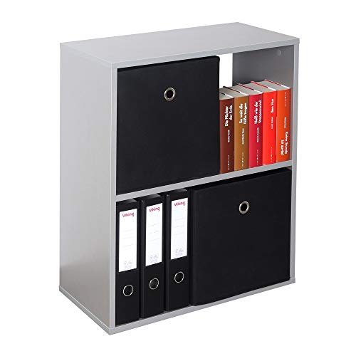 RICOO Bücherregal 2 Fächer 71 x 60 x 31 cm Regal Spannplatte aus Holz Modern grau WM111-PL, Standregal Büro Bücherregale, Regale & Ablagen, Druckerständer, Druckerregal, Aktenregal von RICOO