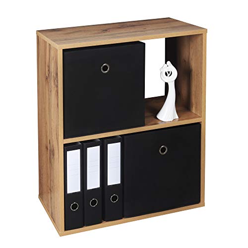 RICOO Bücherregal 2 Fächer 71 x 60 x 31cm Regal Spannplatte aus Holz Eiche braun WM111-EW, Standregal Büro Bücherregale, Regale & Ablagen, Druckerständer, Druckerregal, Aktenregal von RICOO