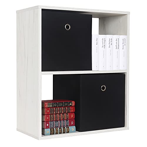 RICOO Bücherregal weiß 2 Fächer 71 x 60 x 31 cm Regal Spannplatte aus Holz Eiche weiß WM111-EP, Standregal Büro Bücherregale, Regale & Ablagen, Druckerständer, Druckerregal, Aktenregal von RICOO