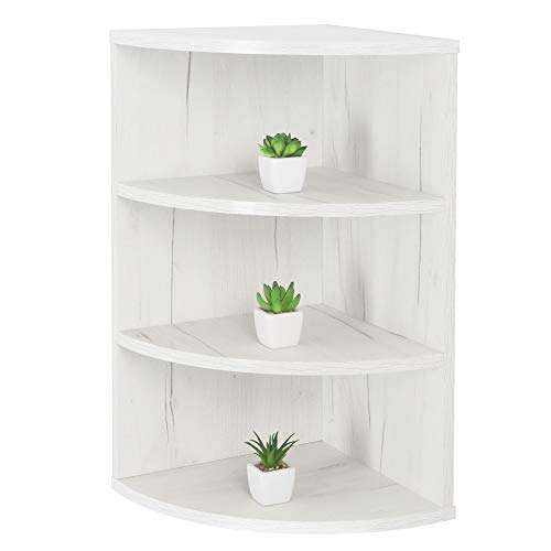 RICOO Eckregal Hängend 60 x 33 x 33 Eiche weiß, Spanplatte aus Holz, Hängereral WM053-EP, Regal Wand, Bücherregal Eck Wandregal Ecke Küchenregal Wandboard Eckwandregal Schweberegal von RICOO