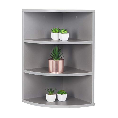 RICOO Eckregal Hängend 60 x 33 x 33 Grau, Spanplatte aus Holz, Hängereral WM053-PL, Regal Wand, Bücherregal Eck Wandregal Ecke Küchenregal Wandboard Eckwandregal Schweberegal von RICOO