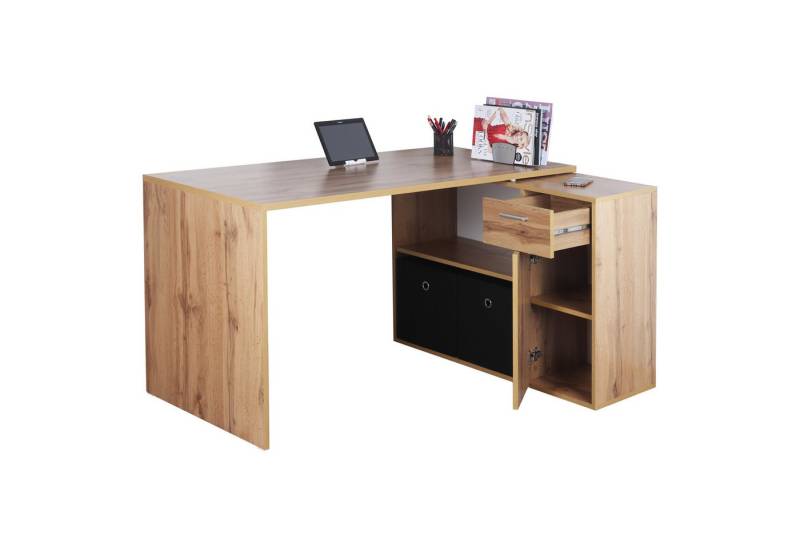 RICOO Eckschreibtisch WM083-EW, Schreibtisch Bürotisch Ecke für Kinder & Erwachsene klein in L Form von RICOO