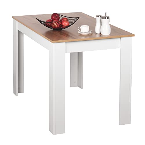 RICOO Esstisch klein 110 x 75 x 68 cm Küchentisch WM088-WM-EW Esszimmertisch Weiss & Eiche Wotan Braun von RICOO