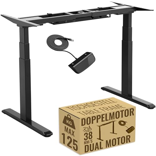 RICOO Höhenverstellbarer Schreibtisch elektrisch WM0623-B Bürotisch Gestell mit 2 Motoren ohne Tischplatte Computer Tisch Büro Arbeitstisch Rahmen schwarz von RICOO