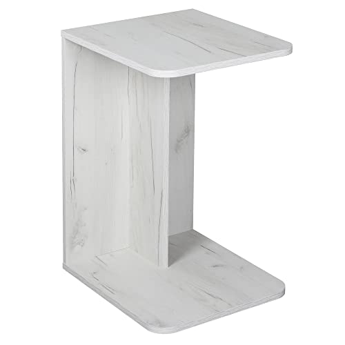 RICOO Kleiner Beistelltisch Holz 39 x 62 x 45 cm Couchtisch klein in Eiche weiß – WM045-EP, Konsolentisch, Wohnzimmertisch für Couch, Kleiner Tisch, Mini Tisch klein, Sofatisch in C-Form RICOO Kleiner Beistelltisch Holz 39 x 62 x 45 cm Couchtisch klein in Eiche weiß – WM045-EP, Konsolentisch, Wohnzimmertisch für Couch, Kleiner Tisch, Mini Tisch klein, Sofatisch in C-Form von RICOO