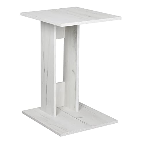 RICOO Kleiner Beistelltisch Holz 40 x 62 x 45 cm Couchtisch klein in Eiche weiß – WM043-EP, Konsolentisch, Wohnzimmertisch für Couch, Kleiner Tisch, Mini Tisch klein, Sofatisch in C-Form von RICOO
