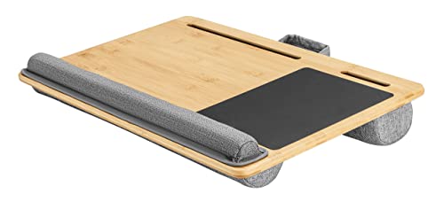 RICOO Laptopkissen Knietablett, Laptop Unterlage mit Mauspad, Laptop Kissen in Holz Optik, Kissentablett LA0035, Laptop Unterlage Schoß, Lapdesk, Notebook Unterlage, Laptop Unterlage Bett von RICOO