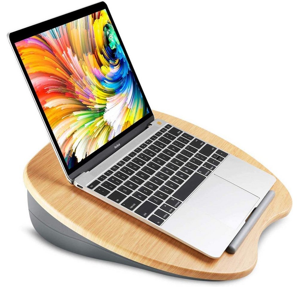 RICOO Laptoptisch LA0036, Laptop-Kissen Laptop-Ständer mit Kabelführung Knietablett Holz Optik von RICOO