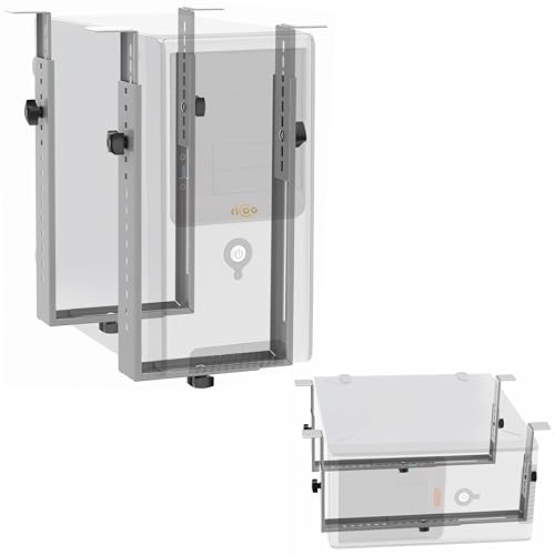 RICOO PC Halterung unter Schreibtisch Verstellbar Computer Rechner Aufhängung für Untertisch TRH02-S Tischhalterung Computerhalterung bis 35Kg Unterbau Halter Regal Server Rack Big Tower Gehäuse von RICOO
