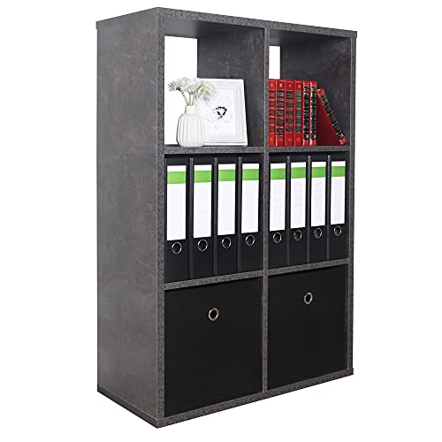 RICOO Regal 107 x 73 x 33cm, Standregal Betonoptik grau WM079-BG Spannplatte aus Holz, Bücherregal, Wandregal klein, Regale & Ablagen, schmales Regal schmal, kleines Regal, Büro Bücherregale von RICOO