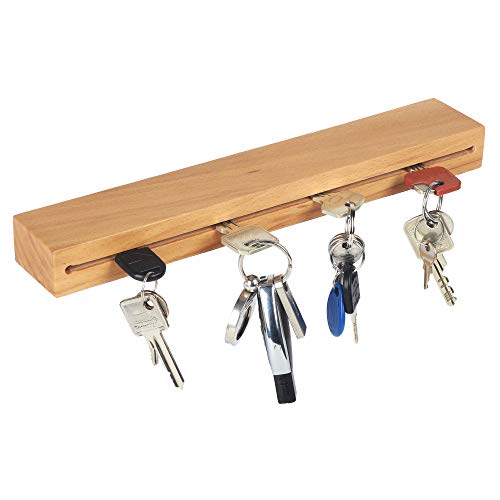 RICOO Schlüsselbrett aus Holz Schlüsselboard 30x5x3 cm Modern Wandhalterung Ablage SH430 Eiche Schlüsselhalter Wand Schlüsselleiste mit Ablagefläche Wandhaken Schlüsselhaken von RICOO