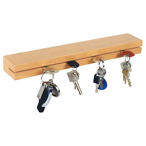 RICOO Schlüsselbrett aus Massiv Holz Schlüsselboard 35x6x3,5 cm Modern Wandhalterung Ablage SH440 Eiche Schlüsselhalter Wand Schlüsselleiste mit Ablagefläche Regalbrett mit Nut von RICOO